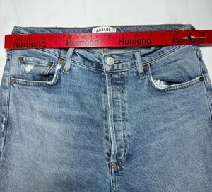 AGOLDE Nico High Rise Slim Jeans Womens 28 Blue Button-Fly Denim Distressed thumbnail 5