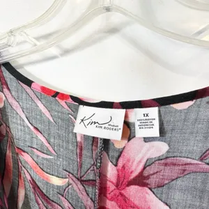 Kim Rogers Plus Size 1X Maxi Dress Black Pink‎ Tropical Coastal Beachy Fairy 484 thumbnail 9