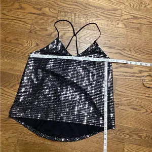 Chelsea28 Black mirrored spaghetti strap top. Size Medium. thumbnail 9