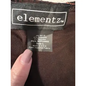 Elementz Brown Tie Waist Long Sleeve Brown Top Textured Stretch Size Large thumbnail 5