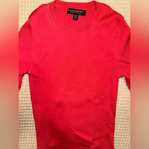 Banana Republic Ribbed Elbow-Sleeve Sweater in Scarlet thumbnail 6
