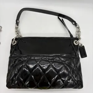 Vtg Y2K Coach Poppy Purse Liquid Gloss Turn Lock Black Quilted Pink Lining 18678 thumbnail 2
