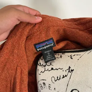 Patagonia Wool Silk Blend Button Down Shirt Rust Orange Speckled Western 10 L thumbnail 4