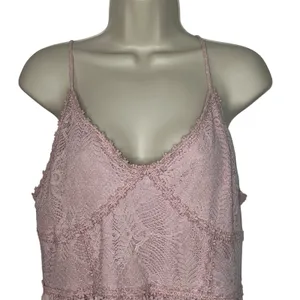 NSR Blush Pink Midi Fit‎ & Flare Lace Crochet Dress Size XL Sleeveless Floral thumbnail 4