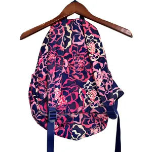 Vera Bradley Lighten Up Grand Backpack Pink Navy Floral Water Repellent Bag thumbnail 9