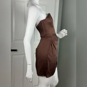 Zara Brown Satin Corset w/Mock Wrap Attached Skirt Sold Out Size Medium. H46 thumbnail 4