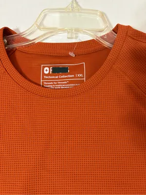 Dark orange nwot XXL FIGS waffle knit long sleeve underscrub top logo new thumbnail 2