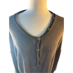 She + Sky Brown Button Henley Knit Top thumbnail 4