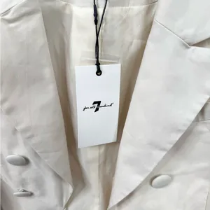 7 For All Mankind Blazer Jacket Size M Ivory Cropped Double-Breasted Lg buttons thumbnail 9