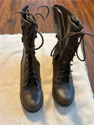 Brown Lace-Up Women’s Combat Boots thumbnail 1