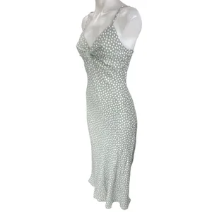 NEW Abercrombie & Fitch Gray Polka Dots Sleeveless Twist Front Cami Slip Dress S thumbnail 3