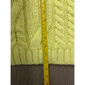 Aerie Women’s Chunky Cable Knit Sweater Small Lime Green Cozy thumbnail 4