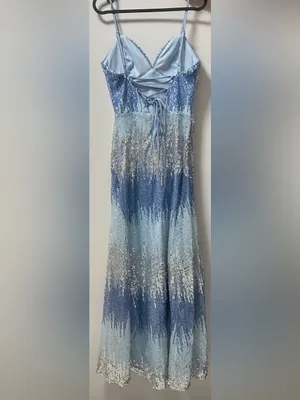 Violet Weekend Blue & Silver Sequin Maxi Dress — Girls’ Size 5/6 — NWT thumbnail 4