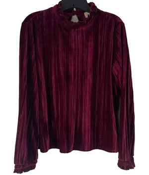 Mello Day Women's Size Large Red Velvet‎ Fairy Grunge Whimsygoth Long Sleeve Top thumbnail 1