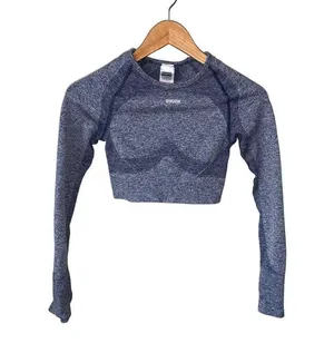 Flex Long Sleeve Active Blue crop Top thumbnail 2