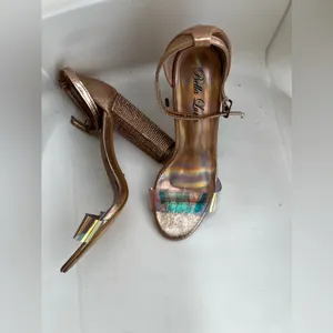 Bella Luna STAN Nude Champagne Bright Rhinestone Chunky Platform Mary Jane Heels thumbnail 13