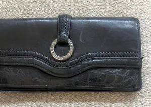 Vintage Y2K Brighton Black Leather Snap Closure Accessory with Silver thumbnail 1