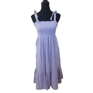 Slate & Willow Purple Eyelet Smocked Nap Dress XS Sundress Cotton Party $155 thumbnail 7