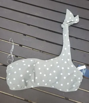 Abercrombie & Fitvh Polka Dot One-Shoulder Bikini Top in Sage Green Size Small thumbnail 1
