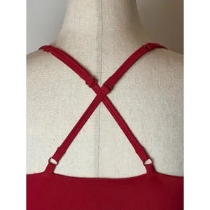 Girlfriend Collective‎ Red Juliet Strappy Criss Cross Back Sports Bra XXS thumbnail 5