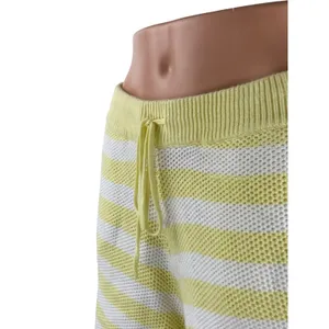 Pink Victoria's Secret Yellow White Striped Knit High Rise Beach Mini Short Sz M thumbnail 3