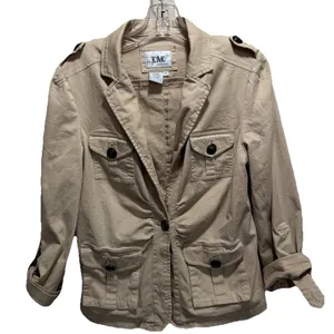 Live a Little Tan Soft Jacket Size Small Pockets Button Up‎ Collar Pockets thumbnail 1