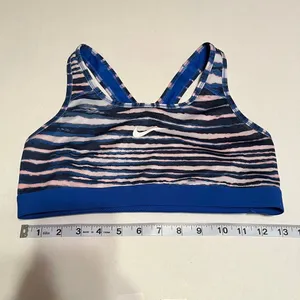 Nike Blue Black Pink White Striped‎ Dri-Fit Sports Bra Size Medium NWOT thumbnail 3