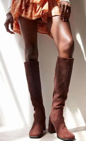 Jeffrey Cambell Hot Lava -K2 Knee-high stretch boot, Brown Suede, Size 10, NWT thumbnail 1