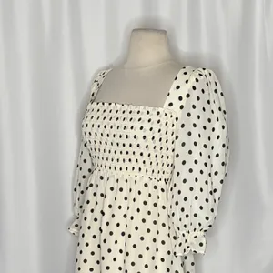 REFORMATION Zaria Dress Portofino Polka Dot Black White Smocked Mini Dress XS thumbnail 7