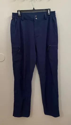 Men's Navy Cargo Pants with Zip Thigh Pockets and Elastic Waist thumbnail 1