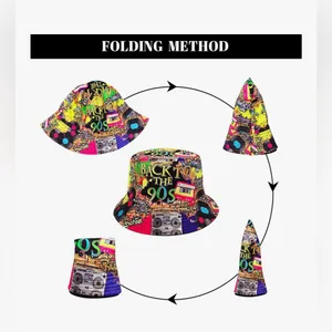 NEW Retro 90s Bucket Hat 90s Rave Sun Cap Packable Fisherman Bucket Hat thumbnail 3