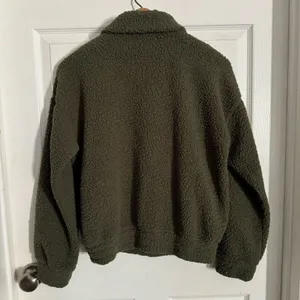 Aerie Fleece Pullover Quarter Zip Sweatshirt Olive Green Camo Womens Size Small thumbnail 4