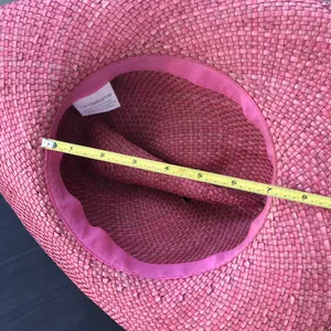 Vintage Liz Claiborne Pink Straw Cowboy Hat with Floral Flower Accent thumbnail 11