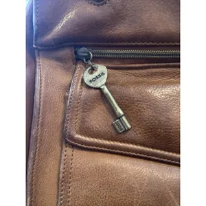 Brown Leather Fossil Shoulder Handbag Bag 75082 Purse with‎ Key thumbnail 6