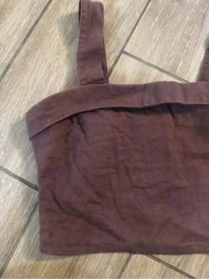 Abercrombie & Fitch Brown Square-Neck Ribbed Crop Tank thumbnail 2