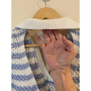 Anthropologie Maeve Knit Open Back Top Blue and White Stripe Sz XXS thumbnail 6