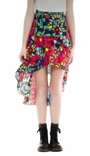 Nanette Lepore L’Amour Faith Multi-Color Mosaic Hi-Low Skirt EUC XS thumbnail 2
