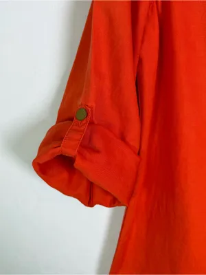 Tory Burch 100% Linen Shift Dress Orange Roll Tab Sleeve Mini Tunic Women’s 10 thumbnail 5