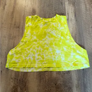 Lululemon All Yours Crop Tank Top Tie Dye 6 Neon Yellow thumbnail 2