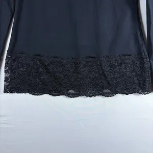 Sundance Womens Black Turtleneck Long Sleeve Lace Hem Stretch Casual‎ PXS thumbnail 3