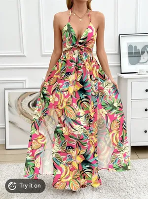 Cut out tropical boutique maxi dress thumbnail 1