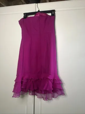 Y2K Kurt Thomas 100% Silk Strapless Ruffle Cocktail Dress thumbnail 11