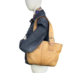 Coach Tan Leather Tote Shoulder Bag Adjustable Strap Hangtag Large Purse thumbnail 11
