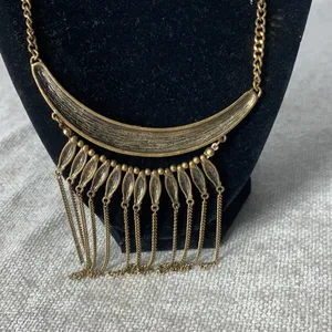 Paparazzi Fringe Fashion Brass Statement Necklace thumbnail 1