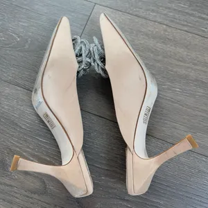 Jeffrey Campbell x REVOLVE Viviana Mules Satin‎ Creme Rhinestones 7 Kitten Heel thumbnail 4