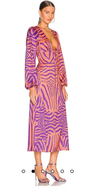 AFRM Portia Dress in Orange Zebra Small thumbnail 5