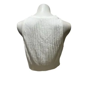Free People Women's M White Ribbed Button Front Crop Top Vest thumbnail 5