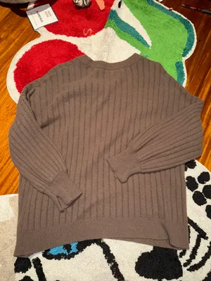 Aerie Butter Cream Brown Ribbed Sweater thumbnail 2