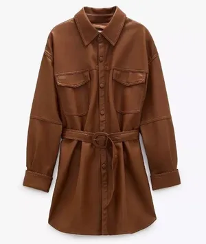 Zara Faux Leather Shirt Jacket thumbnail 1