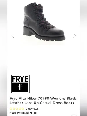 Frye Black Leather Lace-Up Hiker Boots with Red-Accented Laces thumbnail 2